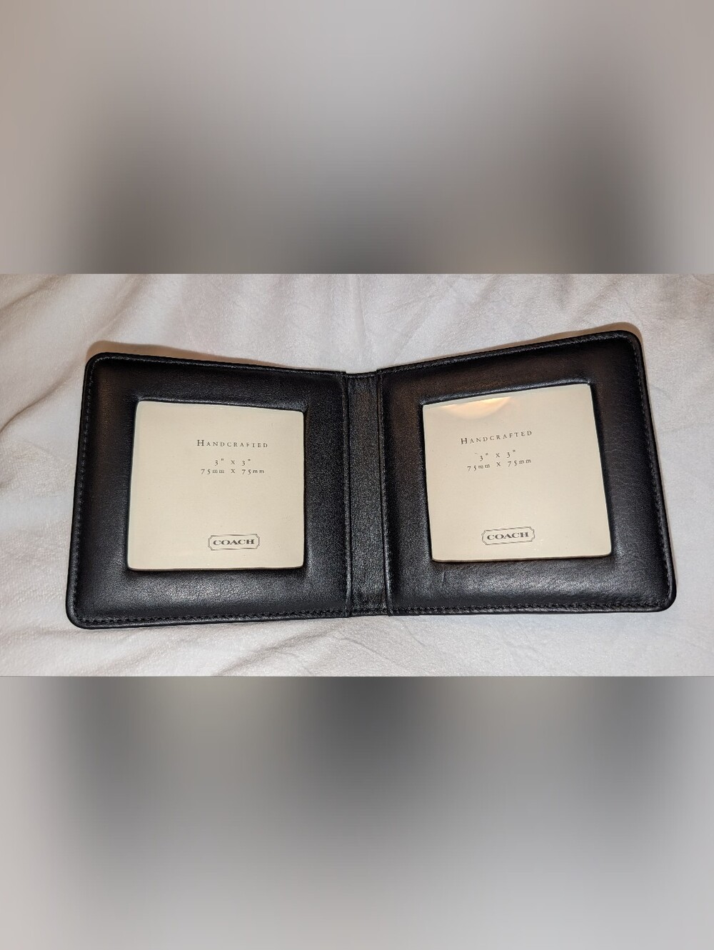 Coach Leather Double Photo Frame Black GUC